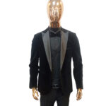 Black velvet tuxedo 3pcs suit - Image 2