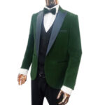 Green velvet tuxedo 3pcs suit