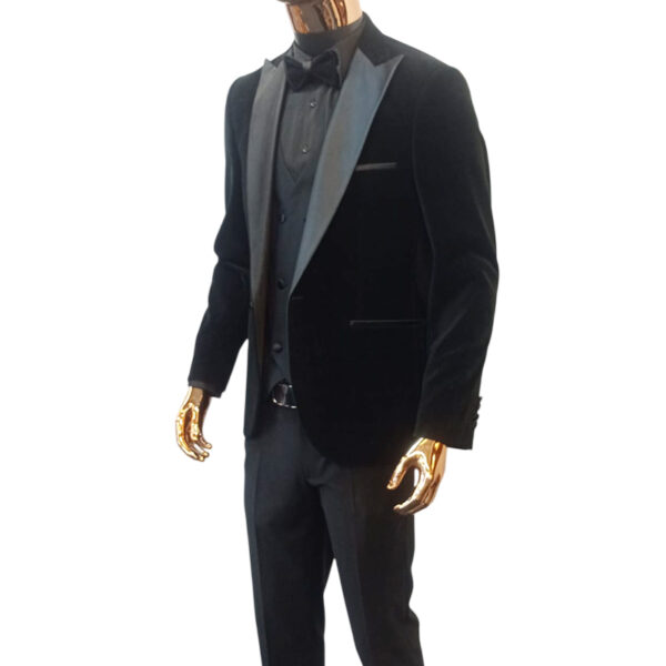 Black velvet tuxedo 3pcs suit