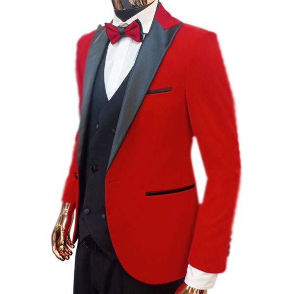 Red velvet tuxedo 3pcs suit