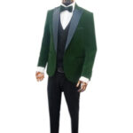 Green velvet tuxedo 3pcs suit - Image 3
