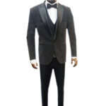 Gray velvet tuxedo 3pcs suit - Image 3
